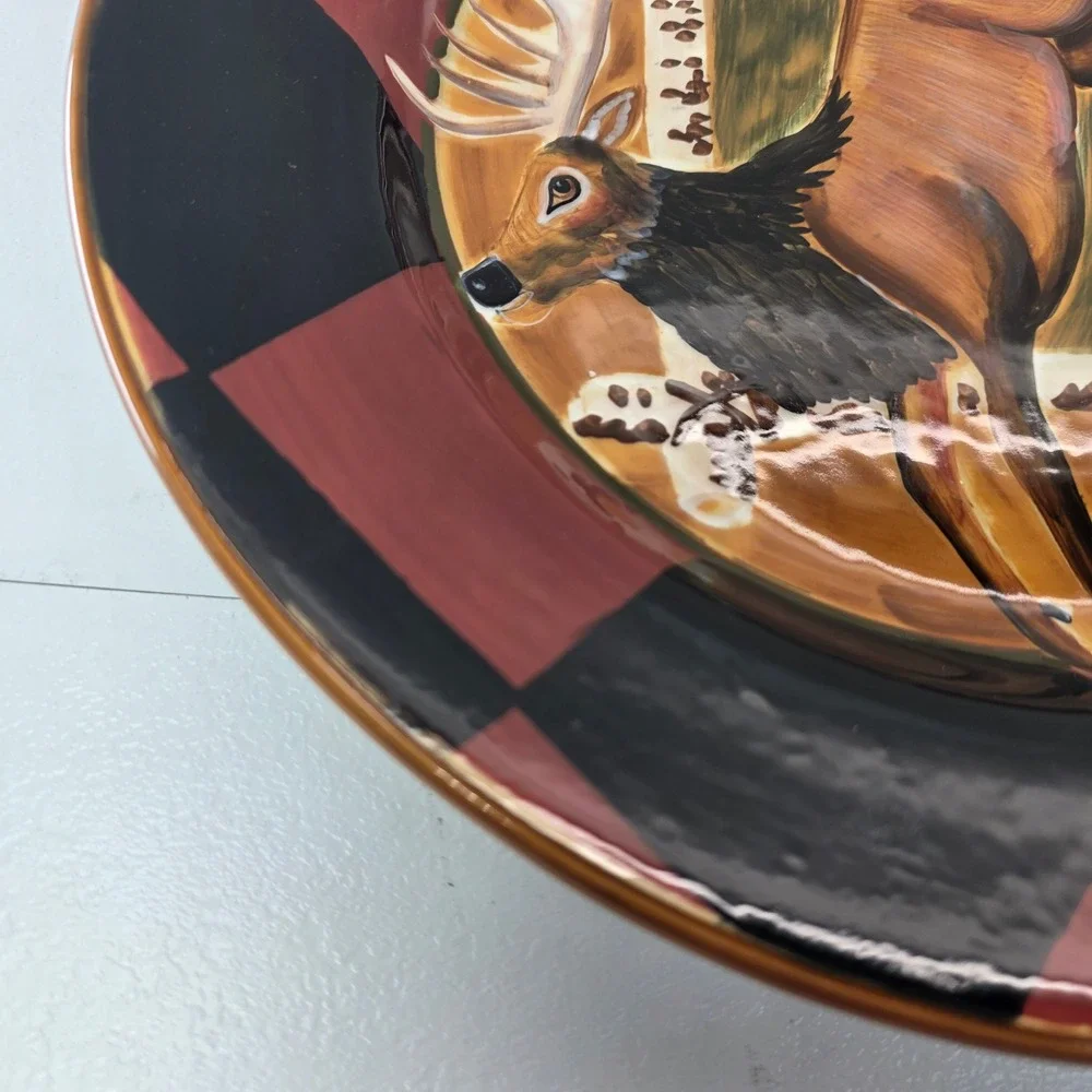 Zrike S. Riggsbee White Outpost Deer Dinner Plates Set of 2 Checkerboard 11